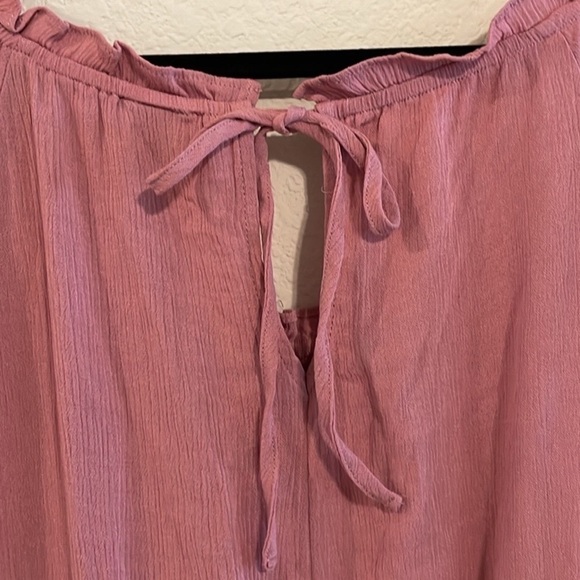 Torrid Women Peplum Top 3X Pink Tie Back Stretch Ruched Waist Short Sleeve - Picture 13 of 17